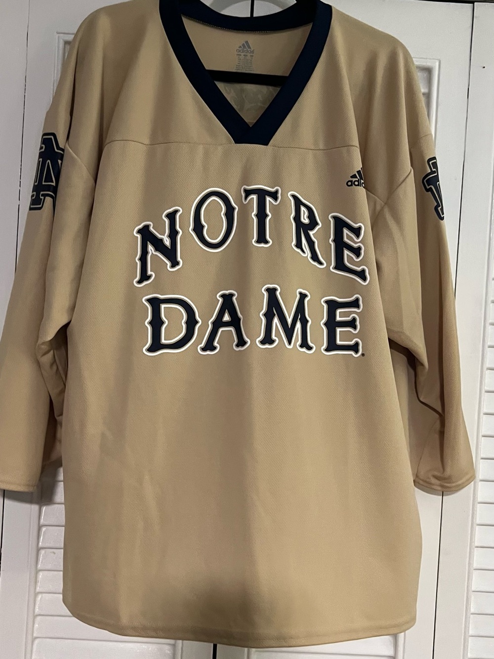 adidas Beige Notre Dame Jersey with Navy Trim